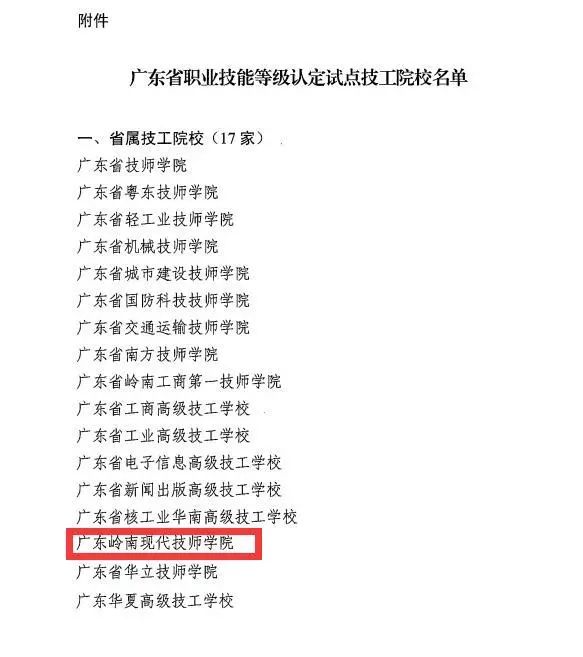 喜訊 | 我校成為廣東省職業(yè)技能等級認定試點單位